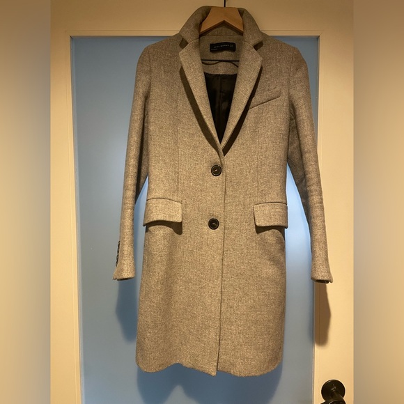 Zara Gray Long Coat - Picture 2 of 6